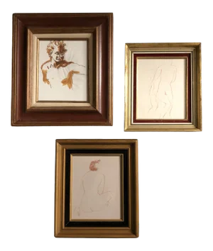 Gallery Wall Collection-3 Vintage Nude Studies Painting/Drawings Vintage Frames -Set of 3