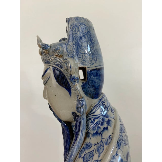 Large Blue and White Immortal Statue For Sale - Image 9 of 12