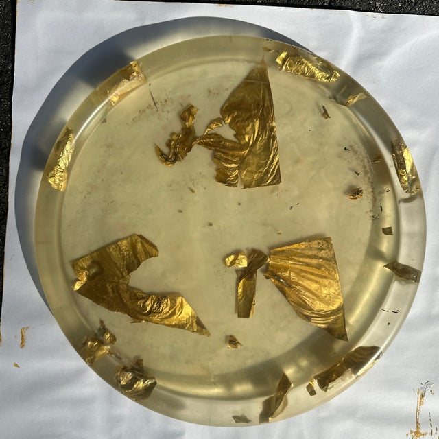Vintage resin tray with suspended gold leaf throughout by highly collectible Canadian designer Martha Sturdy. Would be...
