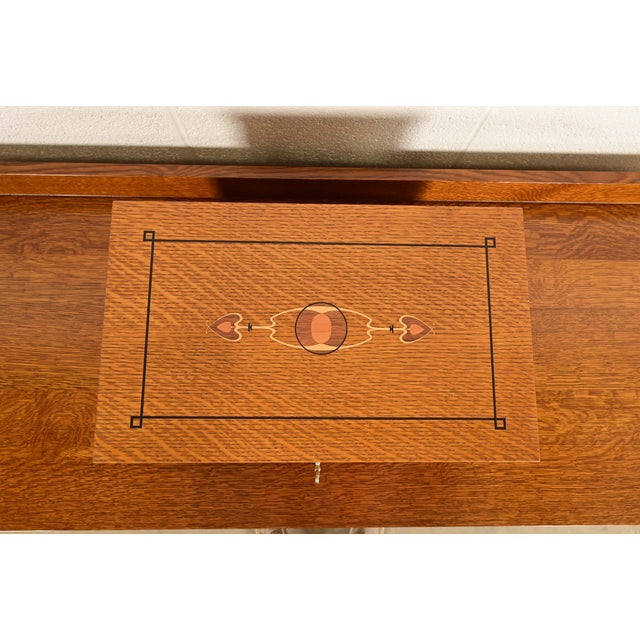 Brown Stickley Harvey Ellis Collection Mission Arts & Crafts Inlaid Oak Jewelry Box For Sale - Image 8 of 15