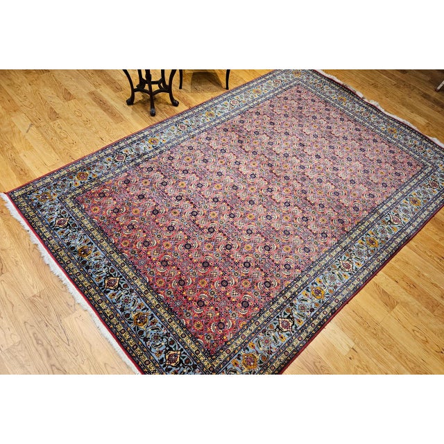 Vintage Persian Tabriz Rug, Hand-Knotted Wool, Allover Herati Pattern, Plum & Blue, 7x10 For Sale In Chicago - Image 6 of 16