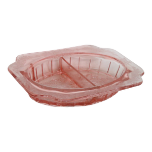 Jeannette Pink Depression Glass Two Section Divided Serving Relish Dish 4353b