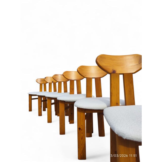 Wood Scandinavian Pine Dining Chairs, 1970s, Set of 6 For Sale - Image 7 of 10