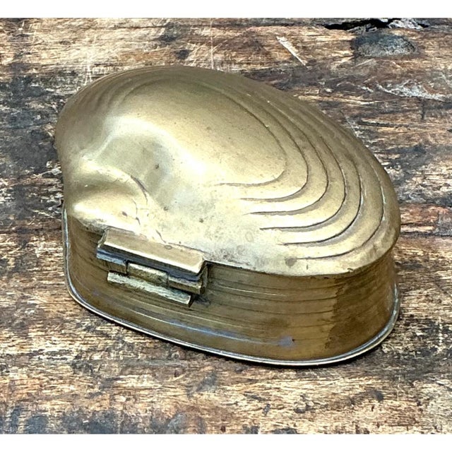 Vintage Clamshell Brass Trinket Box For Sale - Image 9 of 12