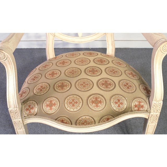 Paint Key City Distressed Finish Painted Open Armchair For Sale - Image 7 of 12