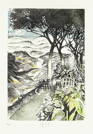 Landscape Etching on Paper by Mario Logli
