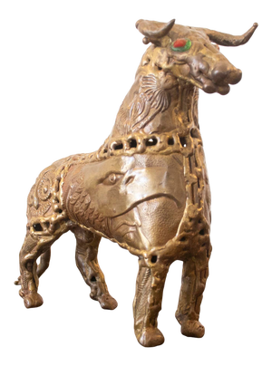 1970s Brutalist Brass Bull by Pal Kepenyes