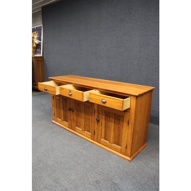 Wood Pine Three-Door Sideboard/Store Counter With Three Drawers For Sale - Image 7 of 15