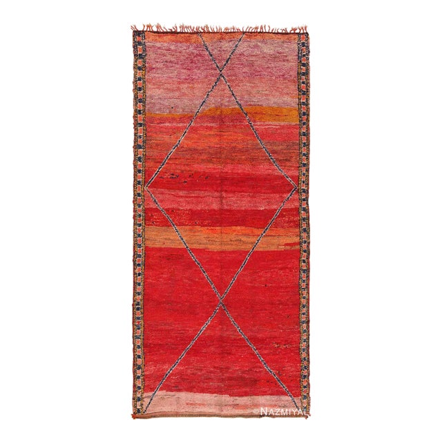 Nazmiyal Collection Vintage Red Shag Moroccan Rug For Sale