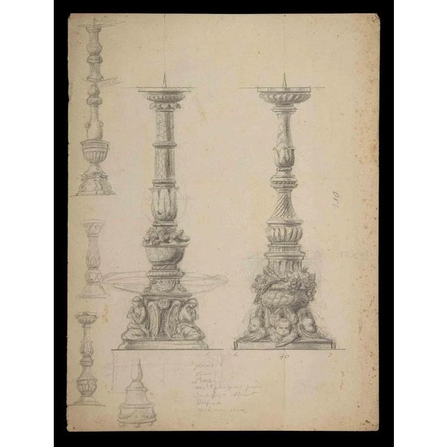 Study for Candelabra is an original drawing in pencil realized by an anonymous artist in the early 20th Century. Good...