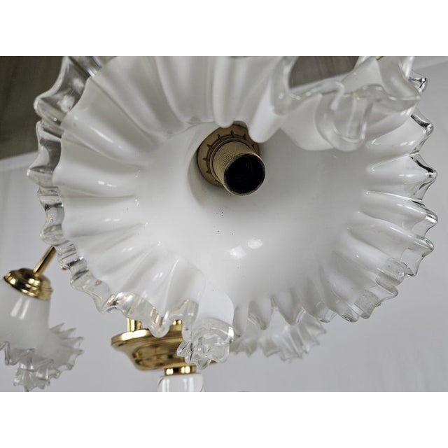 Large Ceramic Chandelier in Brass and Murano Glass, Italy, 1970s For Sale - Image 13 of 18