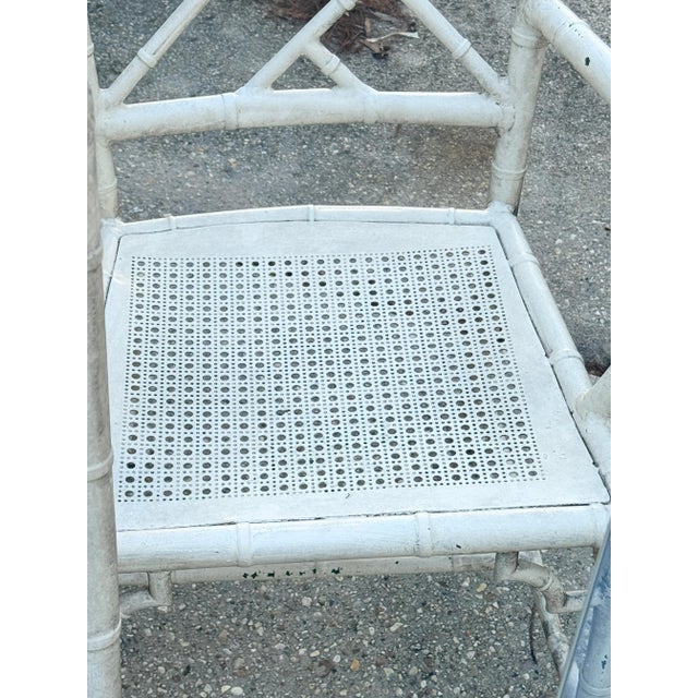 Vintage Brown Jordan Faux Bamboo Patio Dining Table and Chairs-Set of 7 For Sale In New Orleans - Image 6 of 12