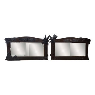 Art Deco Egyptian Revival Walnut Mirrors, 1920, Set of 2 For Sale