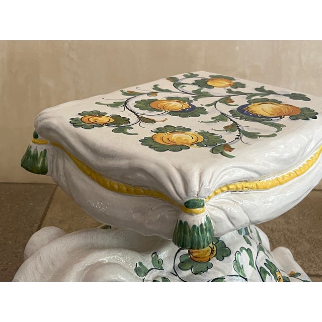 Vintage Italian Ceramic Frog Garden Stool, Hand-Painted, 1960s For Sale - Image 4 of 12