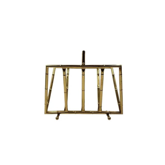 Hollywood regency bamboo-effect brass magazine rack GM Montagnani, Italy 1970s Labeled H 42 cm - 25 × 50 cm Excellent...