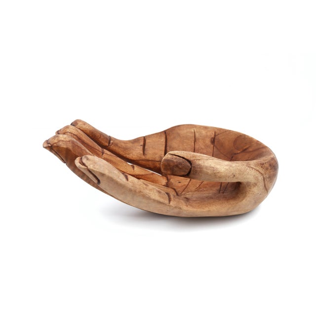 Brown Large Vintage Wood Hand, Tray For Sale - Image 8 of 10