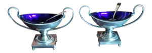 Silver Plated Cobalt Blue Salts - a Pair