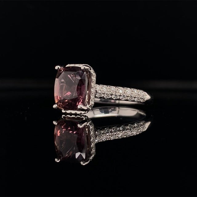 Diamond Sapphire Ring 18k Gold WG Women 3.027 TCW Certified For Sale - Image 10 of 12
