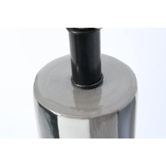 Design Technics Tall Design-Technics Black, White & Gray Pottery Table Lamp, 1950's For Sale - Image 4 of 13