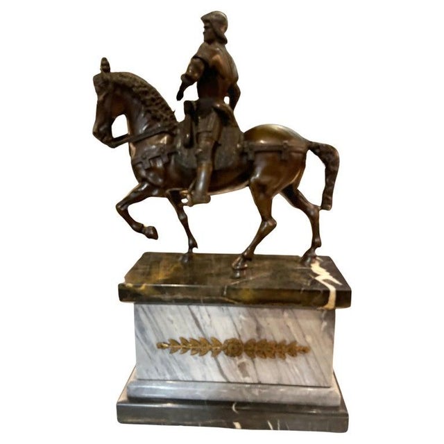 19th Century Armored Equestrian Rider After Andrea Del Verrocchio. Beautiful piece purchased in France. Age appropriate...
