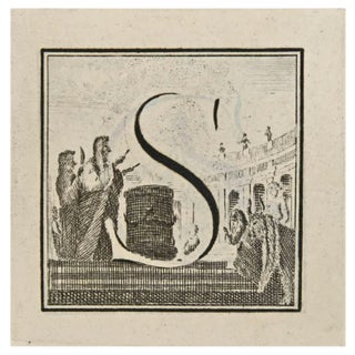 Luigi Vanvitelli, Letter of the Alphabet S, Etching, 18th Century For Sale