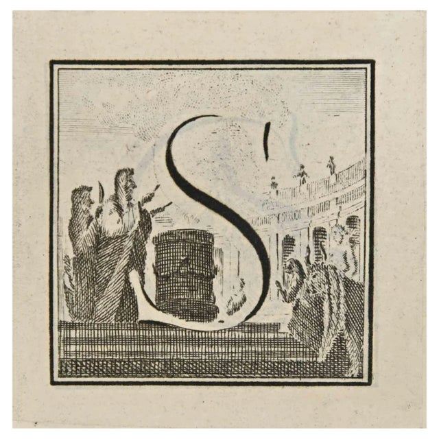 Luigi Vanvitelli, Letter of the Alphabet S, Etching, 18th Century For Sale