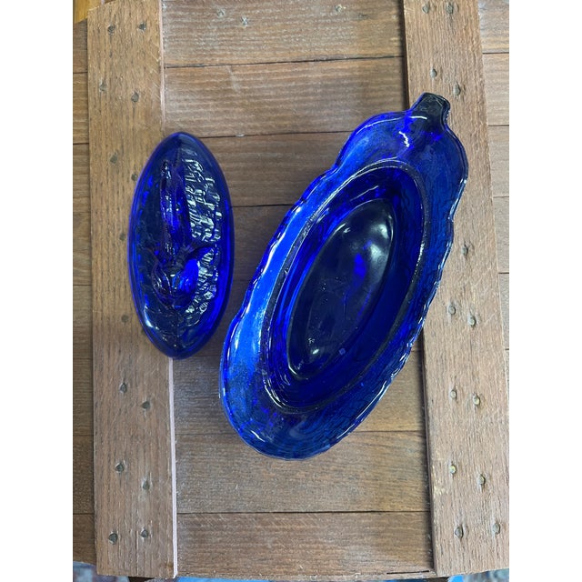 Vintage Cobalt Blue Glass Koi Fish Gravy Boat For Sale In West Palm - Image 6 of 12