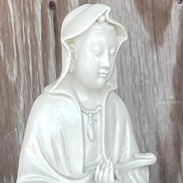 Off-white Vintage Asian 1920s Blanc De Chine Figure of Lady For Sale - Image 8 of 16