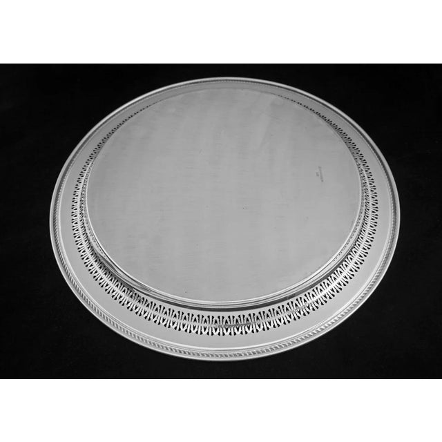 Traditional Vintage Silverplate 15" Round Serving Tray For Sale - Image 3 of 4