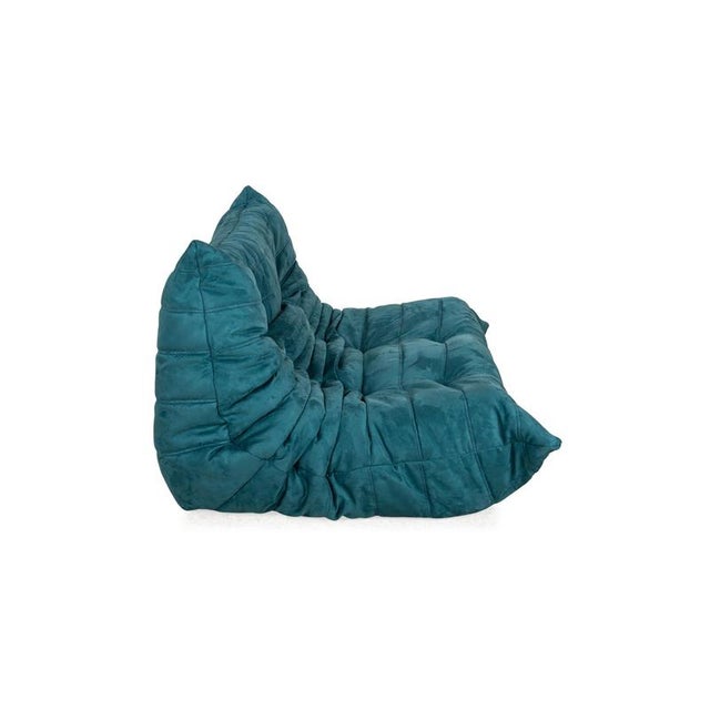 Blue Blue Fabric Togo 2-Seater Sofa by Michel Ducaroy for Ligne Roset For Sale - Image 8 of 11