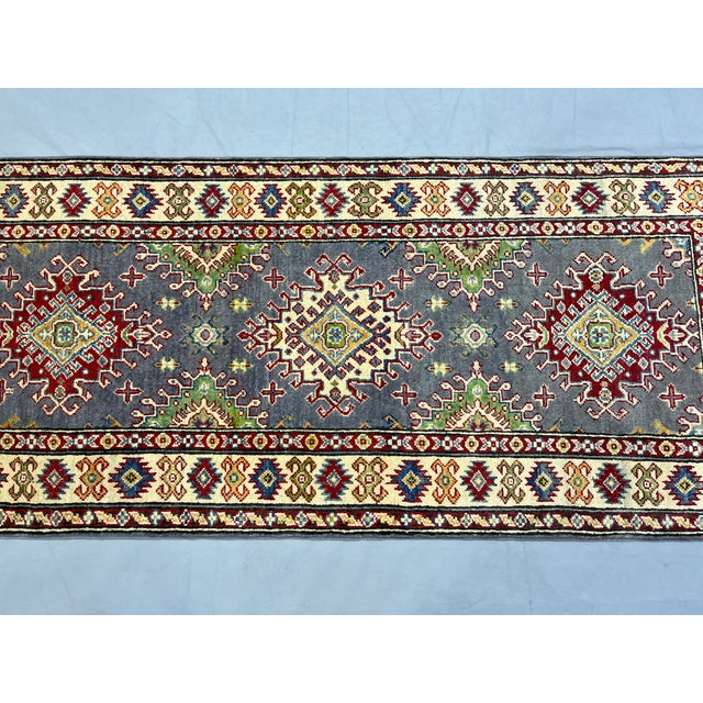 Art Deco Gray and Beige Kazak-Style Tribal Runner Rug, 2'8" X 6'3" For Sale - Image 3 of 16