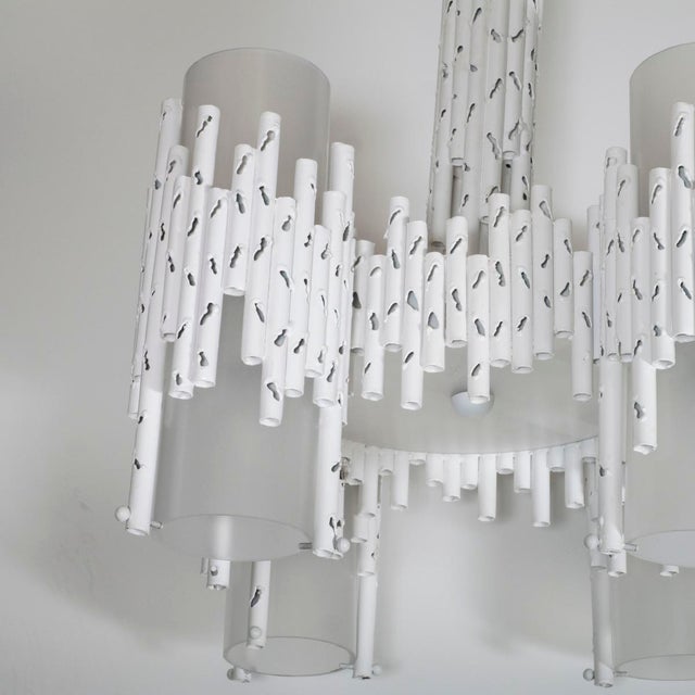 Marcello Fantoni Brutalist torch cut chandelier attributed to Fantoni For Sale - Image 4 of 7