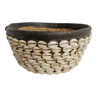 Vintage Cowry Shell Basket For Sale