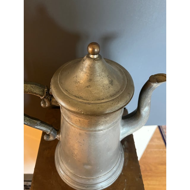 American Antique j.b. Graves Troy Ny Pewter Lighthouse Coffee Pot, C. 1848, 12" Tall For Sale - Image 3 of 9
