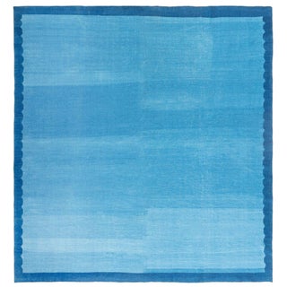 Doris Leslie Blau Vintage Indian Dhurrie Blue Rug For Sale