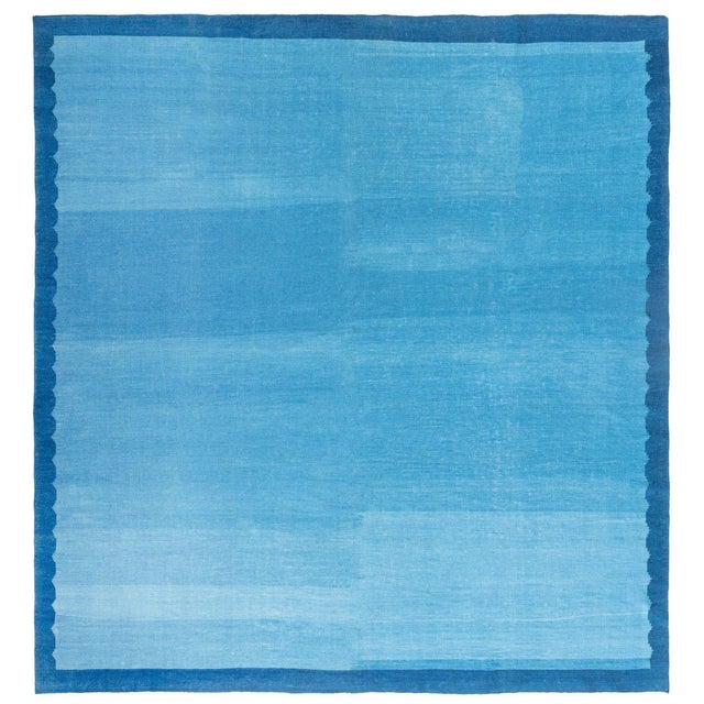 Doris Leslie Blau Vintage Indian Dhurrie Blue Rug For Sale