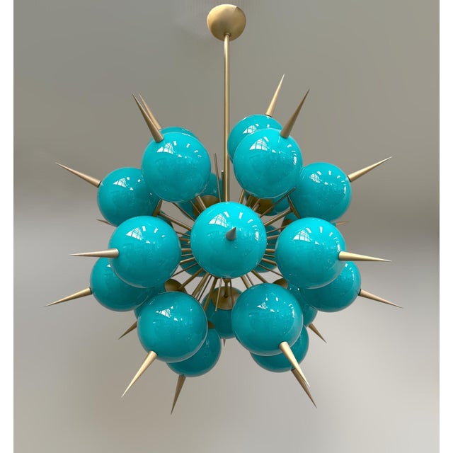 Italian 21st Century Tiffany Blue Murano Pinocchio Chandelier by Fabio LTD For Sale - Image 3 of 7