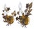 This pair of Vintage Italian Hollywood Regency-style wall sconces features a Florentine gilt gold tole design with metal...