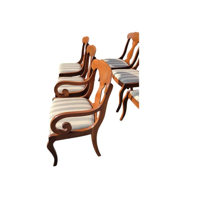 1940s Second Empire Cherry Dining Chairs Set of 6, Newly Upholstered For Sale - Image 12 of 18