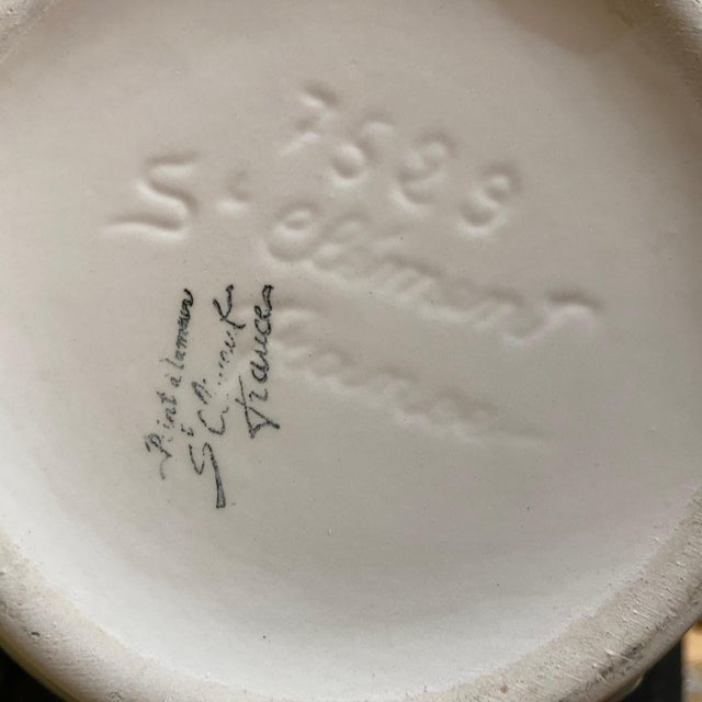 Chartreuse Majolica Ceramic Glazed Flower Pitcher from Saint Clément, 1960 For Sale - Image 8 of 9