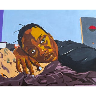 Self Soothe. Figurative Painting by Emmanuel Akolo (2023) Acrylic on Canvas For Sale