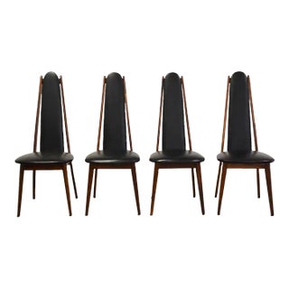Walnut Dining Chairs - Set of 4 For Sale