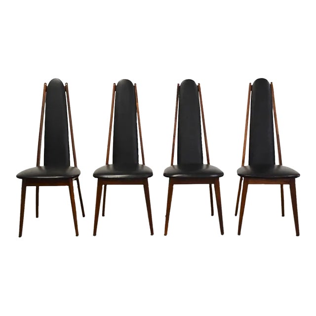 Walnut Dining Chairs - Set of 4 For Sale