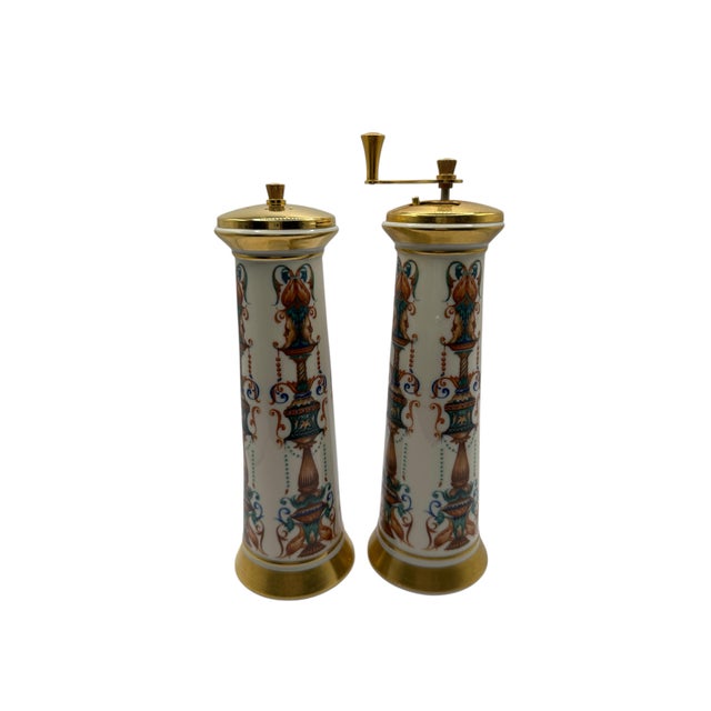 Ceramic Vintage 1970’s Lenox “Lido" Pattern Salad Bowl and Stand With Salt and Pepper Mill - A Set of 4 For Sale - Image 7 of 12