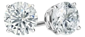 2.66ct Natural Round K Si3 Diamond Stud Earrings in 14k White Gold, A Pair