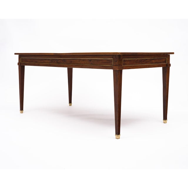 French Louis XVI Provincial Oak "Bureau Plat" With Green Leather Top For Sale In Austin - Image 6 of 9