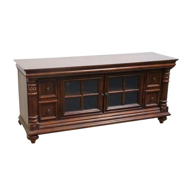 High End Solid Cherry Traditional Contemporary Style 64" Media Console For Sale - Image 4 of 14