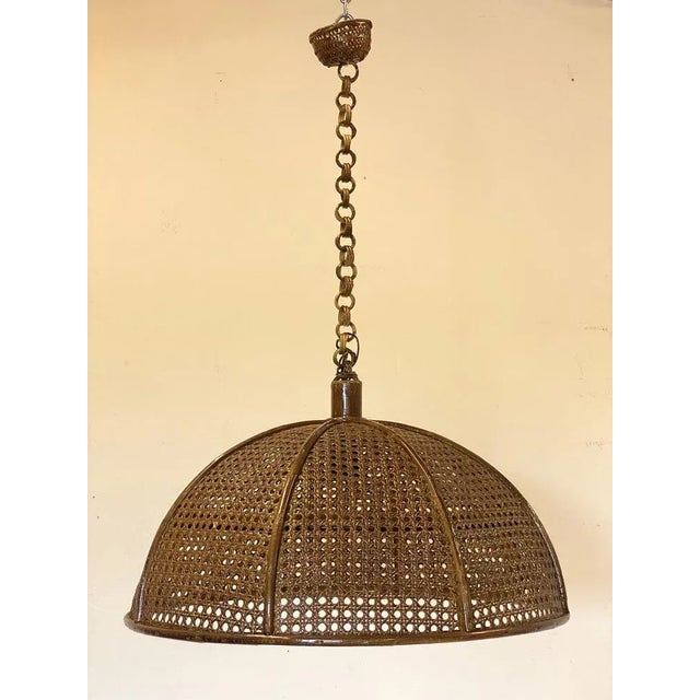 Bamboo Chandelier in Vienna Straw, 1970s For Sale - Image 6 of 9