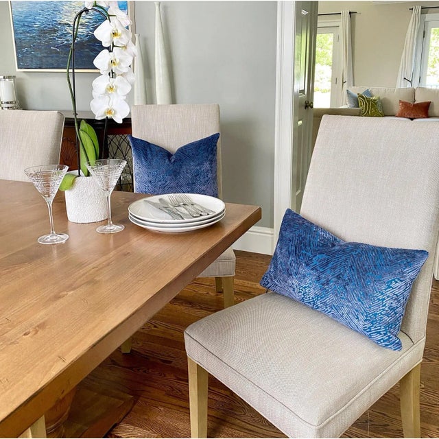 Blue Velvet Animal Print Throw Pillow With Feather Down Insert For Sale In New York - Image 6 of 8