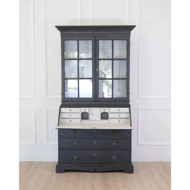 Gustavian (Swedish) Mid 20th Century Swedish Gustavian Style Secretary and Vitrine For Sale - Image 3 of 9